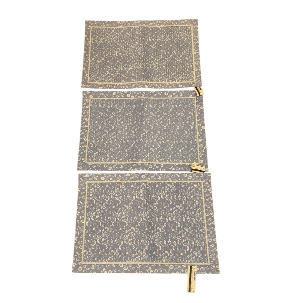 Vtg NWT Steketee's Floral Placemats Set 3 Blue Cream Cottage Core‎ Grand Rapids